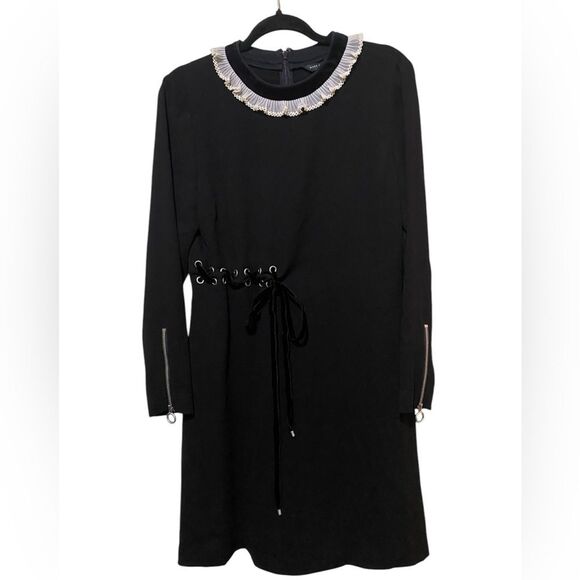 NWT Marc by Marc Jacobs SZ 8 Irving Tie Dress Velvet Chiffon Trim Whimsical Goth - Picture 6 of 16